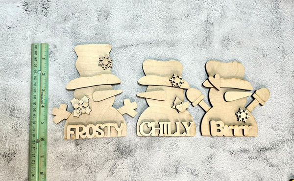 Set of 3 shelf sitter snowmen DIY