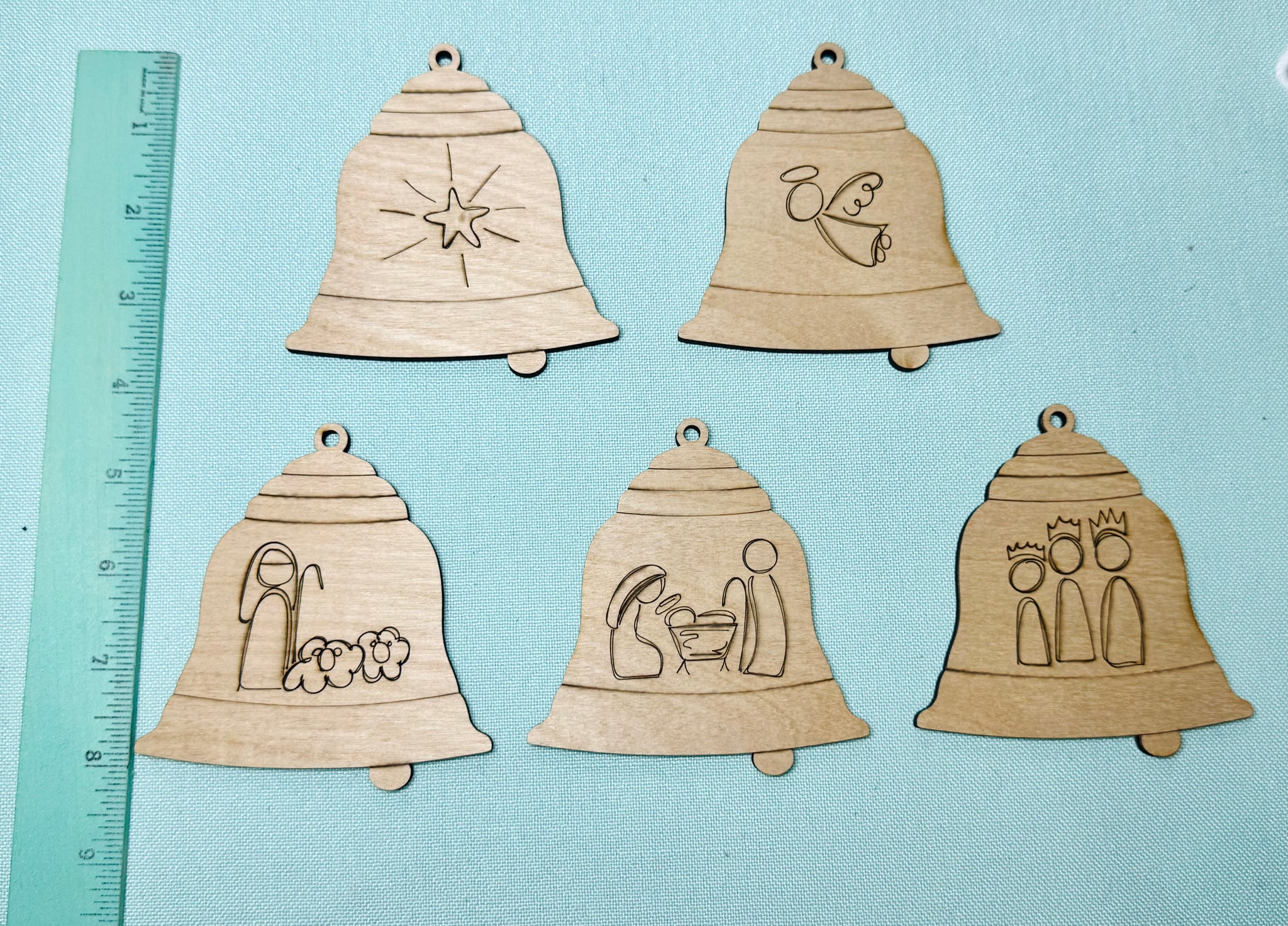 Set of 5 nativity bell ornaments DIY kit