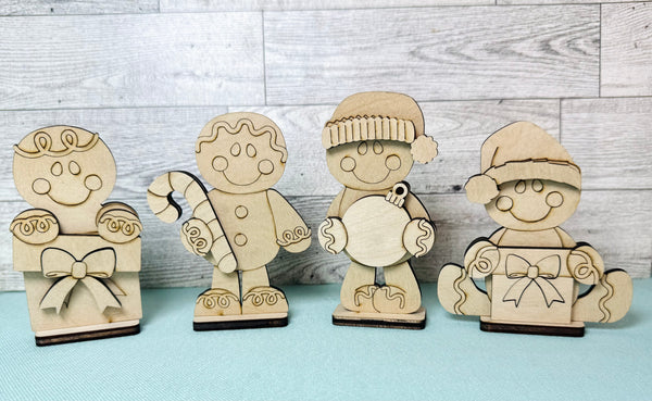 Set of 4 standing gingerbread men DIY kit