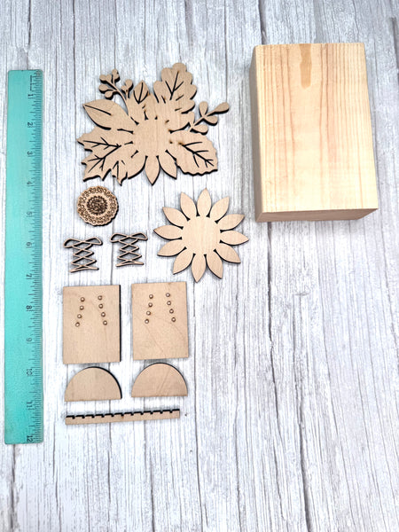 Shelf sitter boots and fall flowers 2x4 DIY kit