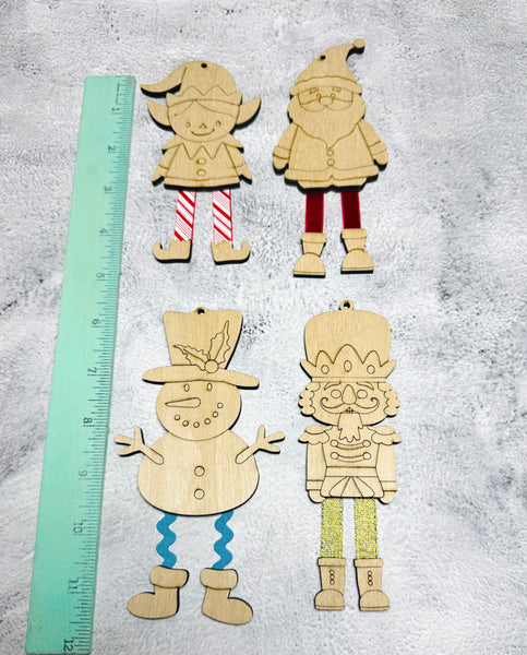 Set of 4 dangle ribbon leg ornaments DIY