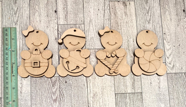 Set of 4 Gingie ornaments
