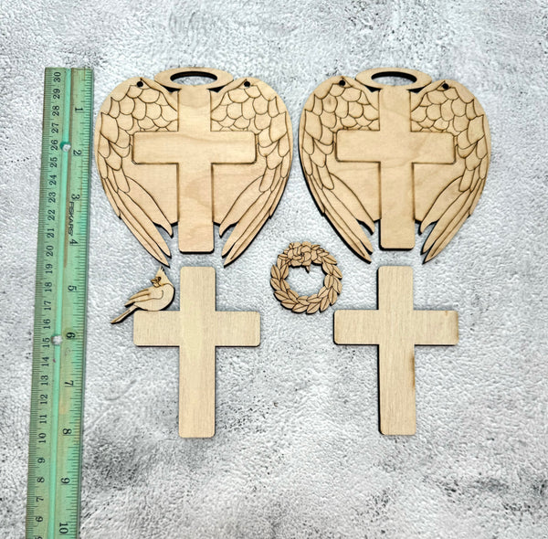 Set of 2 angel wing memorial ornaments DIY