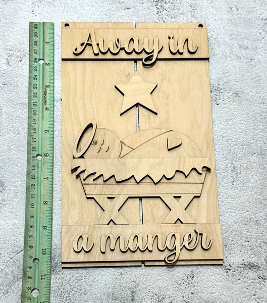 Away in a manger hanging sign DIY