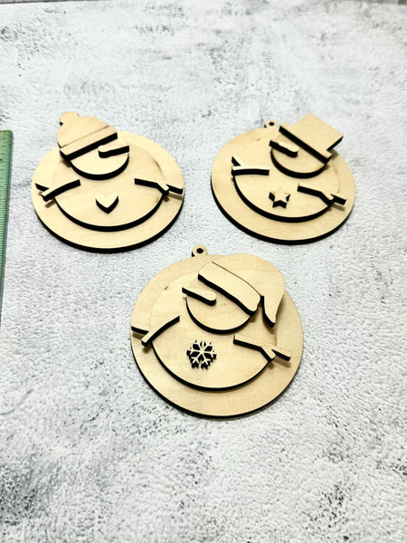 Melting snowmen ornaments DIY set of 3