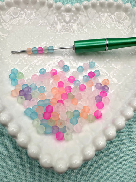 6mm frosted spacer beads 2x2 bag