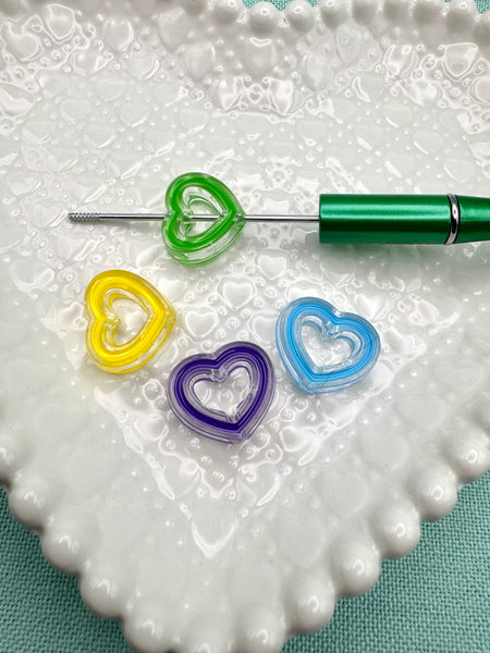 Heart frame beads (4)