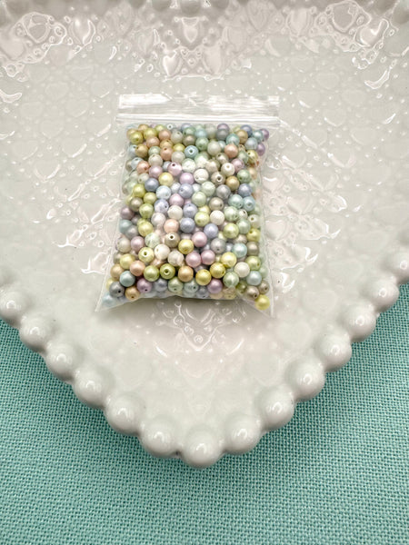 Pastel pearl 4mm round beads