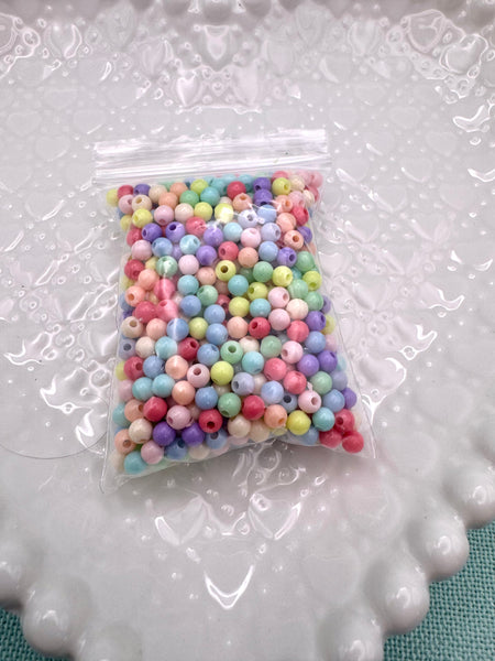 4mm pastel colored round beads