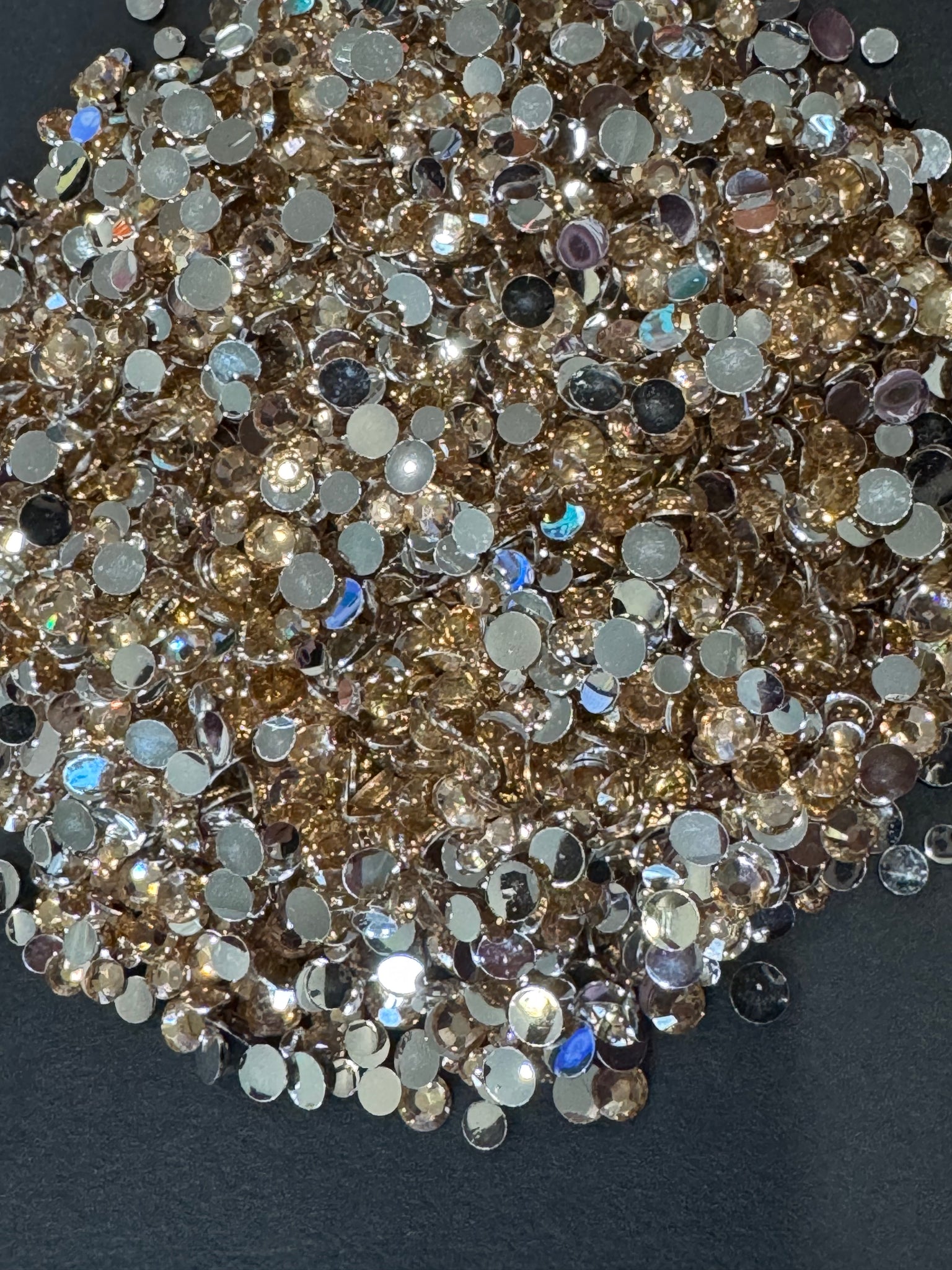 Champagne silver back rhinestones