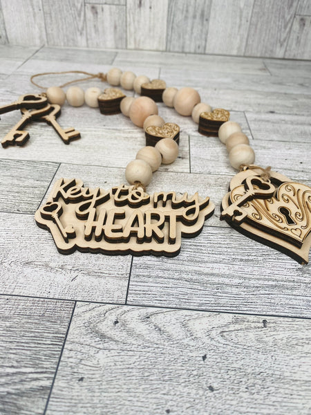 Key to my heart garland set WITHOUT round wood beads