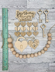 Key to my heart beaded garland DIY set WITH round beads
