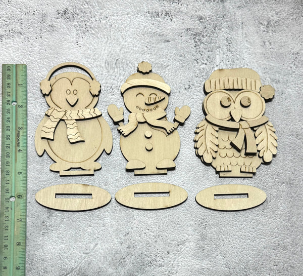 Set of 3 winter friends standing shelf sitters DIY kit