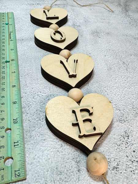 LOVE heart garland DIY kit with beads