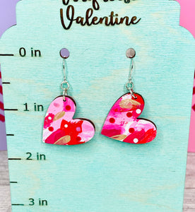 Red and pink abstract earrings