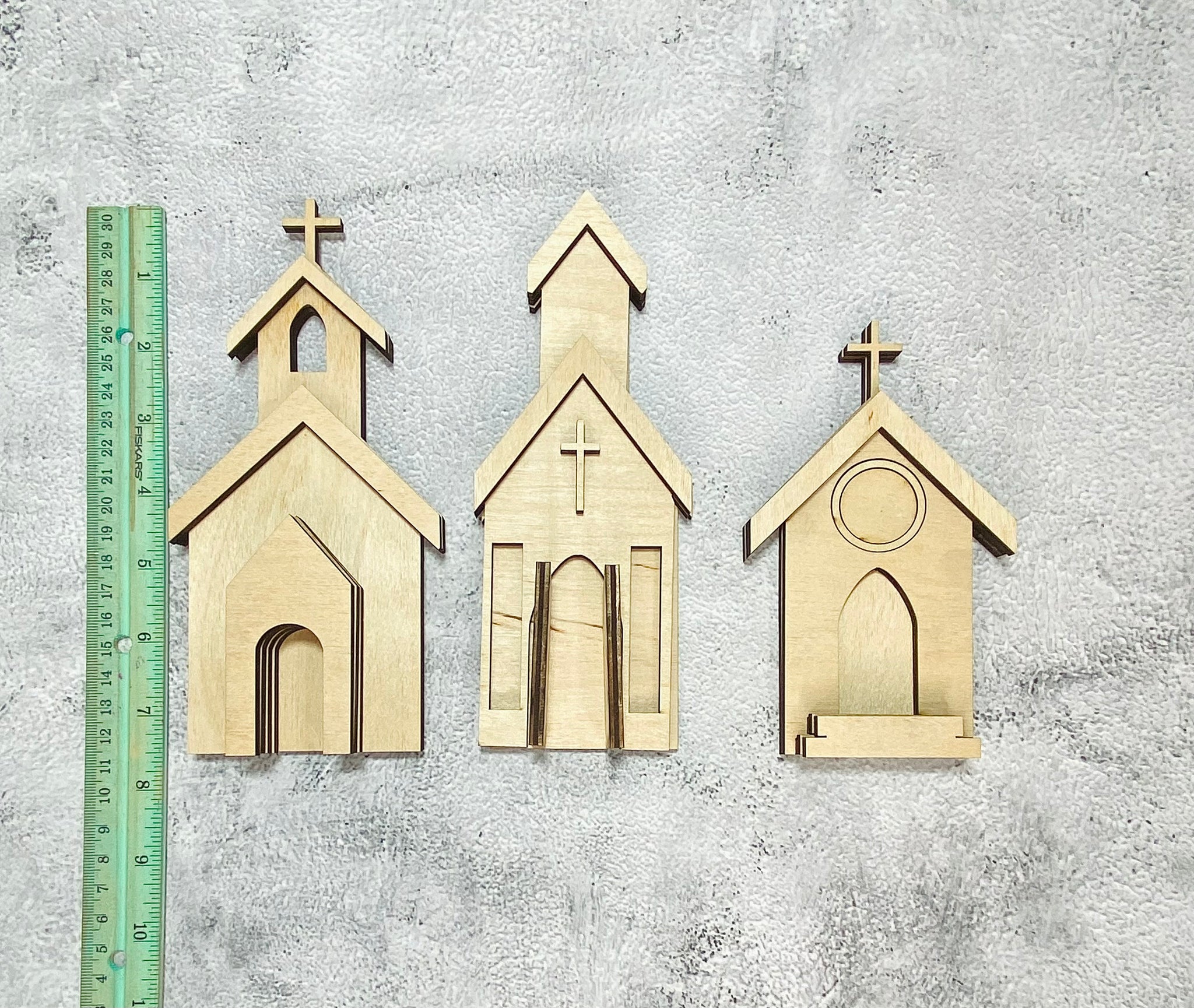 Set of 3 standing churches DIY set