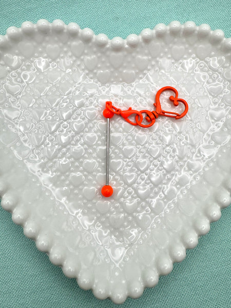 Heart shaped keyring with 2 inch beadable bar