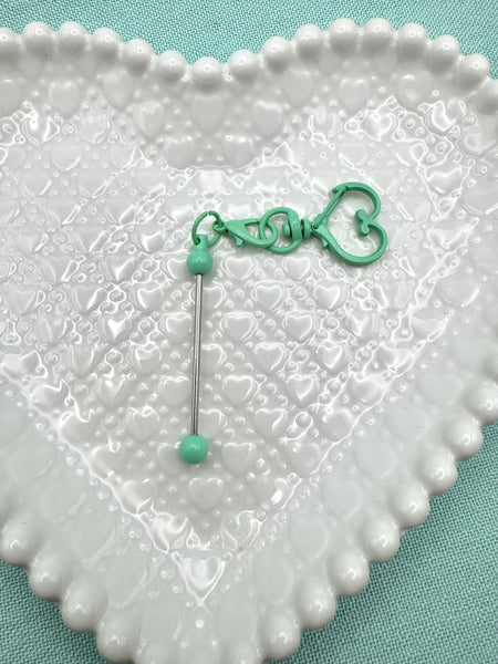 Heart shaped keyring with 2 inch beadable bar