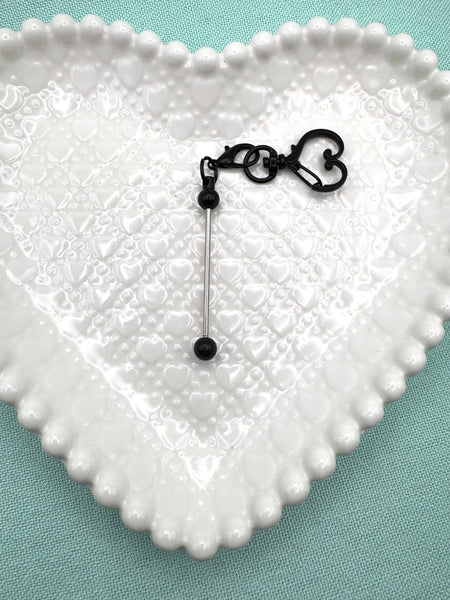 Heart shaped keyring with 2 inch beadable bar