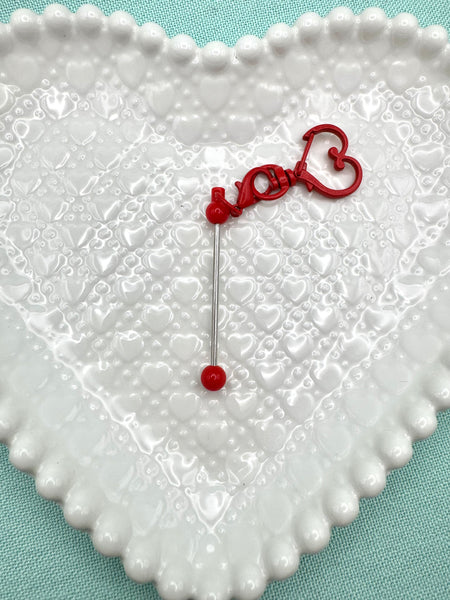 Heart shaped keyring with 2 inch beadable bar
