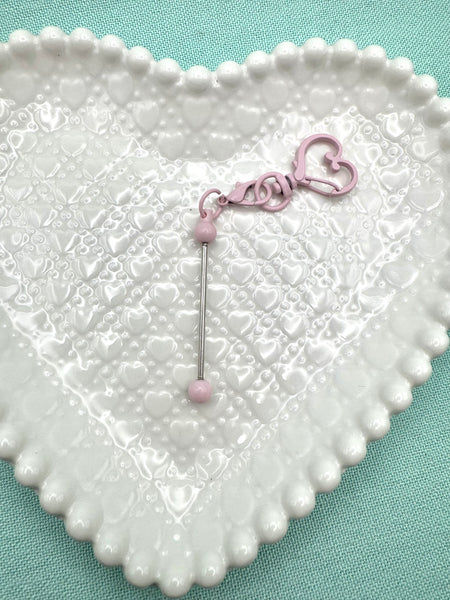Heart shaped keyring with 2 inch beadable bar