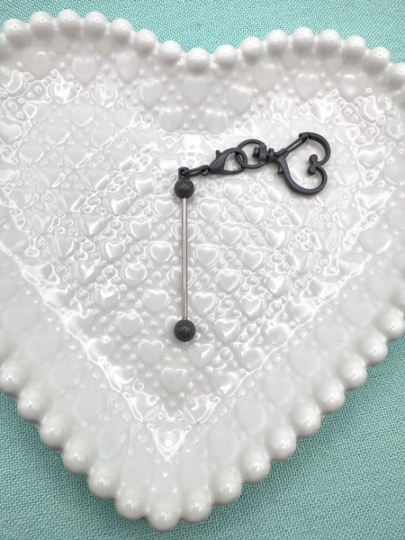 Heart shaped keyring with 2 inch beadable bar