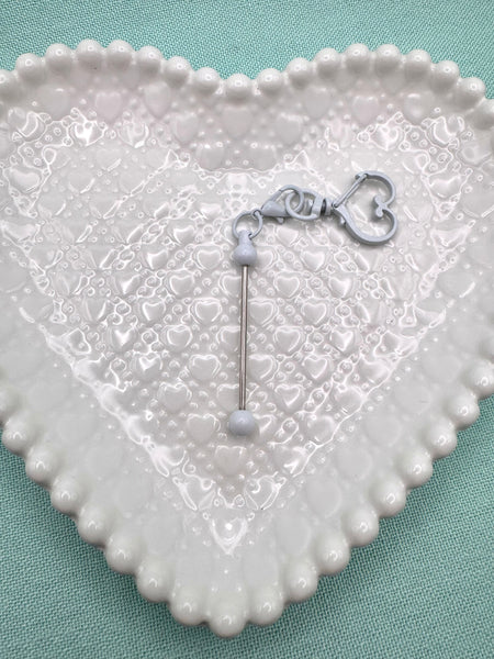 Heart shaped keyring with 2 inch beadable bar