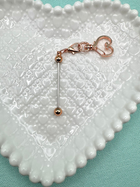 Heart shaped keyring with 2 inch beadable bar