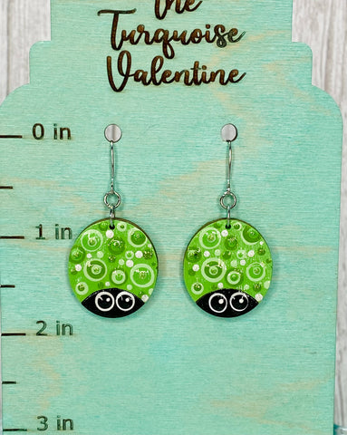 Large doodle bug earrings green