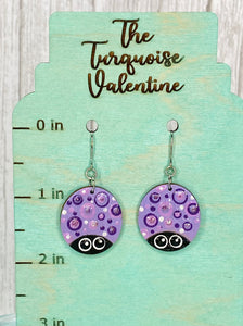 Large doodle bug earrings purple