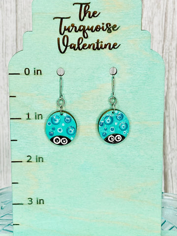 Small doodle bug earrings blue