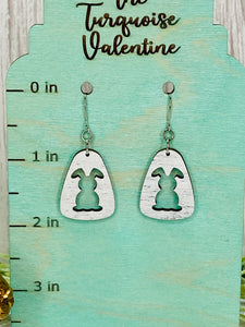 White distressed cut out bunny earrings