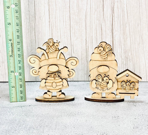 Set of boy and girl bee gnome DIY set