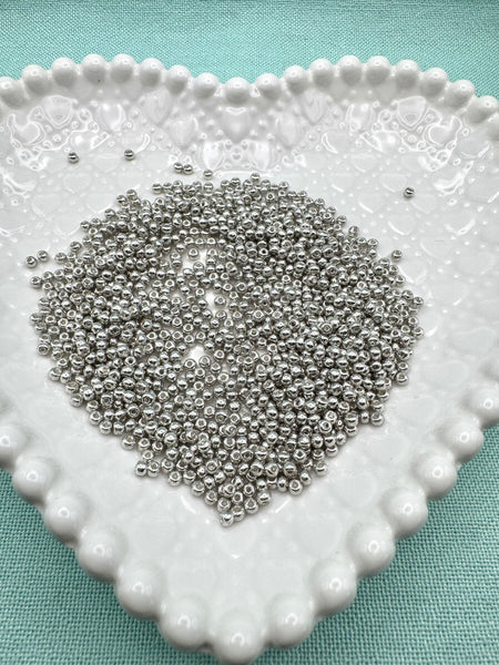 Silver 3mm glass seed beads