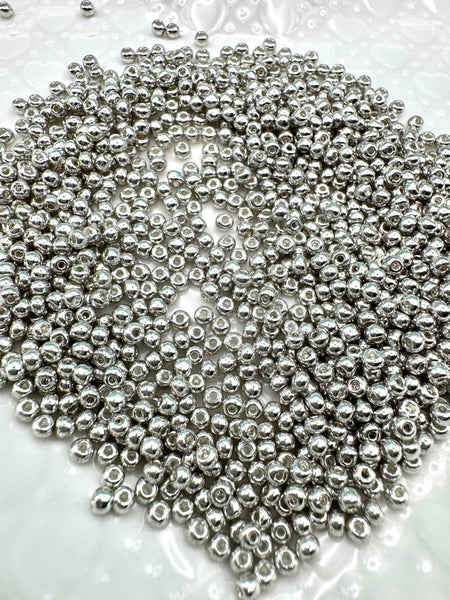 Silver 3mm glass seed beads