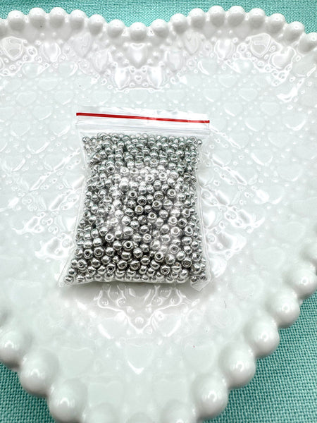Silver 3mm glass seed beads