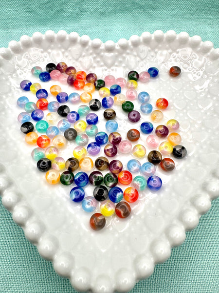 6mm dark colored glass donut beads