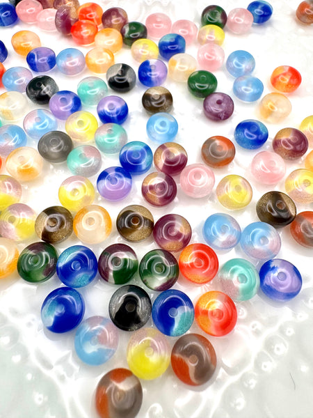 6mm dark colored glass donut beads