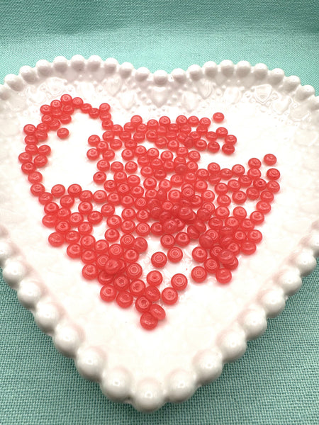 Redish pink 6mm glass donut beads