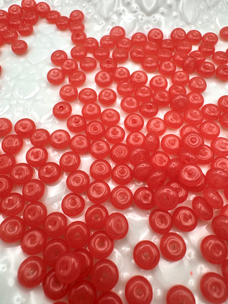 Redish pink 6mm glass donut beads