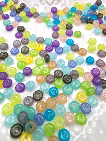 Blue green purple glass donut mix 6mm