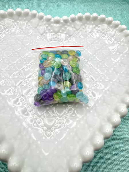 Blue green purple glass donut mix 6mm