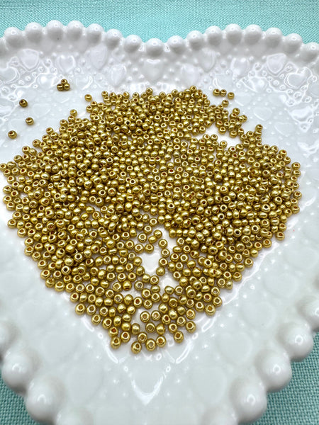 Gold 3mm glass seed beads
