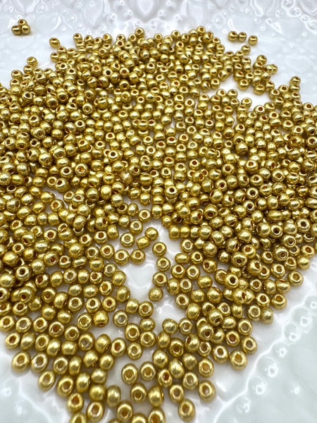 Gold 3mm glass seed beads