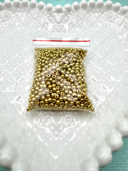 Gold 3mm glass seed beads