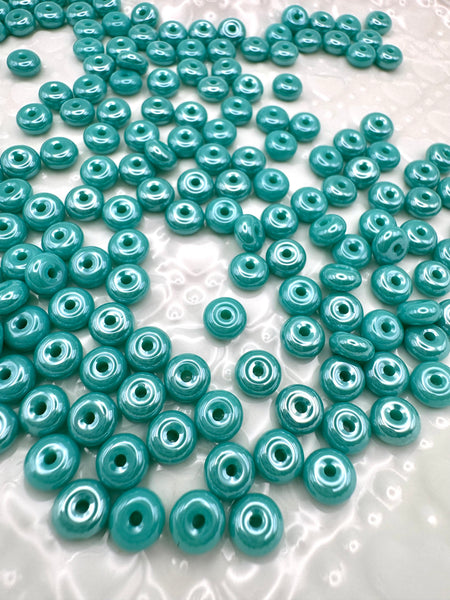Turquoise 6mm glass donut beads