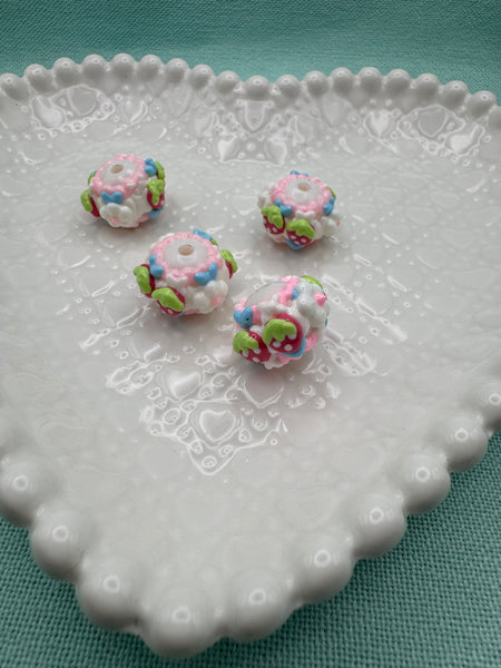 Handpainted strawberry beads (4)