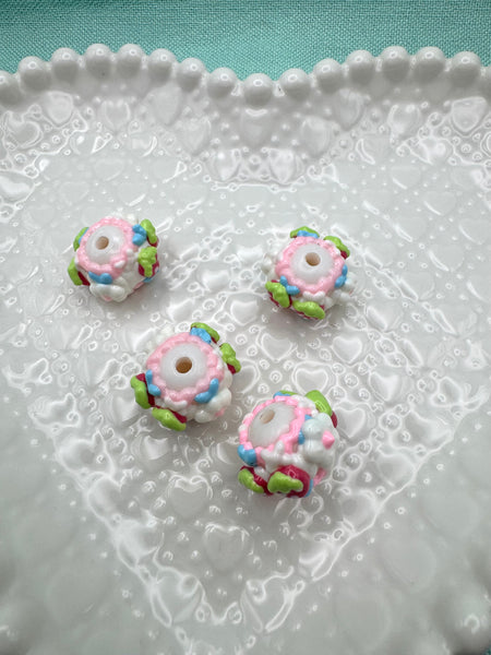Handpainted strawberry beads (4)