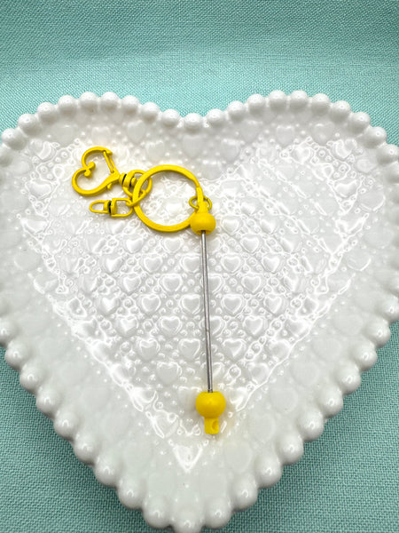 Heart shaped key ring with 3 inch beadable bar