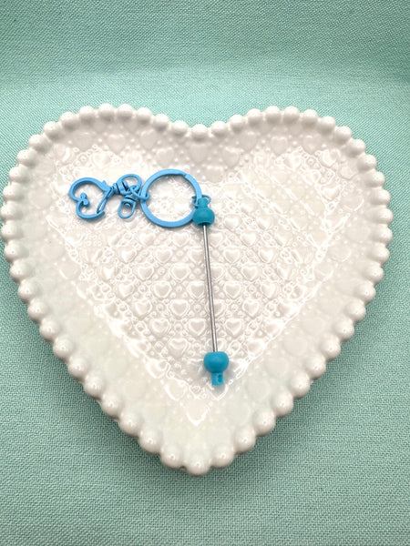 Heart shaped key ring with 3 inch beadable bar